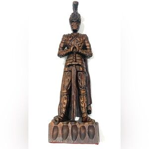 Vintage Hand Carved Warrior Sculpture Berry Tree